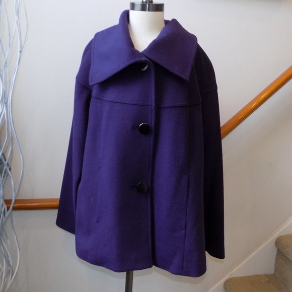 ALFANI Purple Wool Blend Coat Size Large - Picture 1 of 4